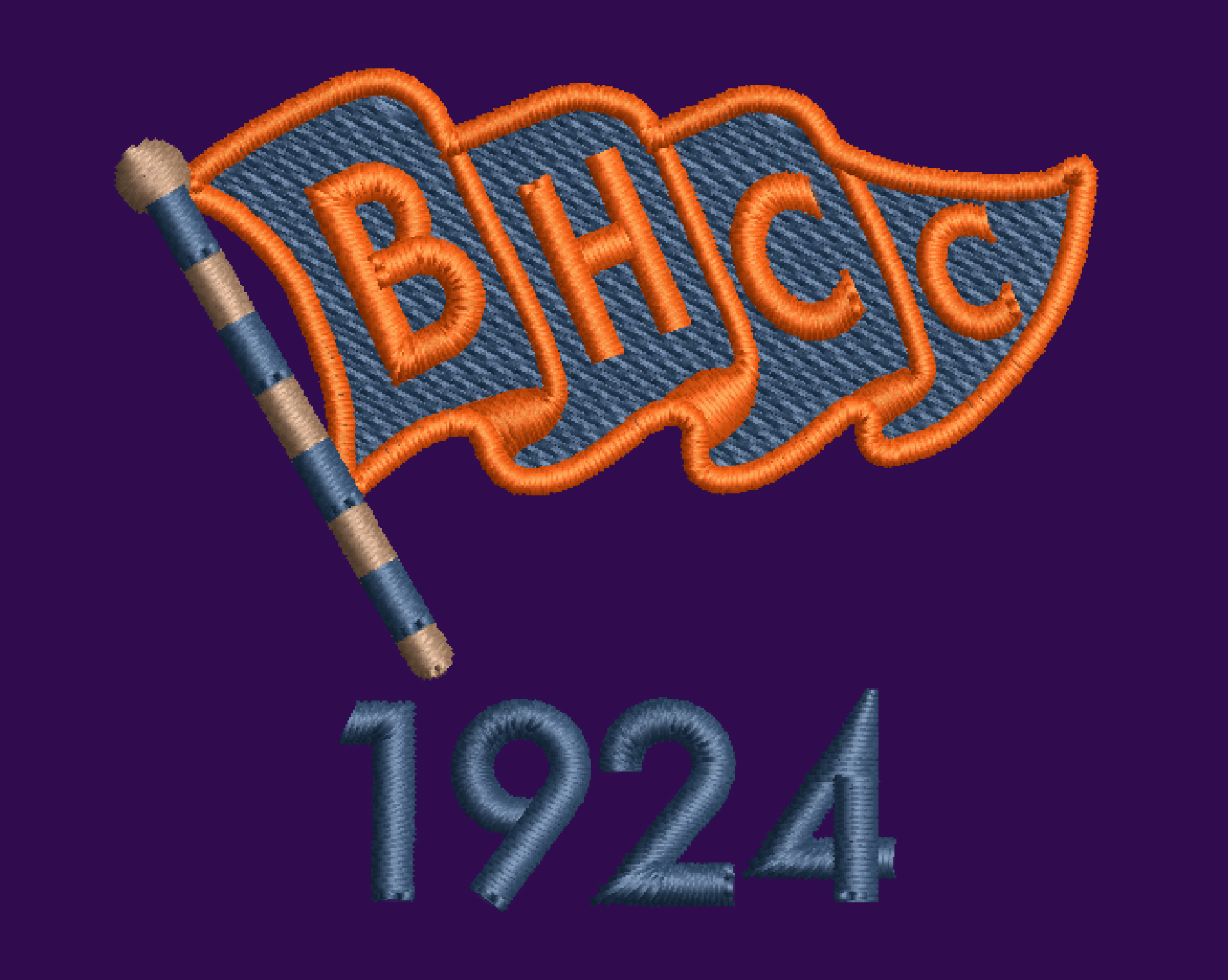 FLAG WITH DATE EMBROIDERY DESIGN BHCC 1924 FLAG EMBROIDERY DESIGN BHCC WAVED FLAG EMBROIDERY DESIGN MACHINE EMBROIDERY FILE