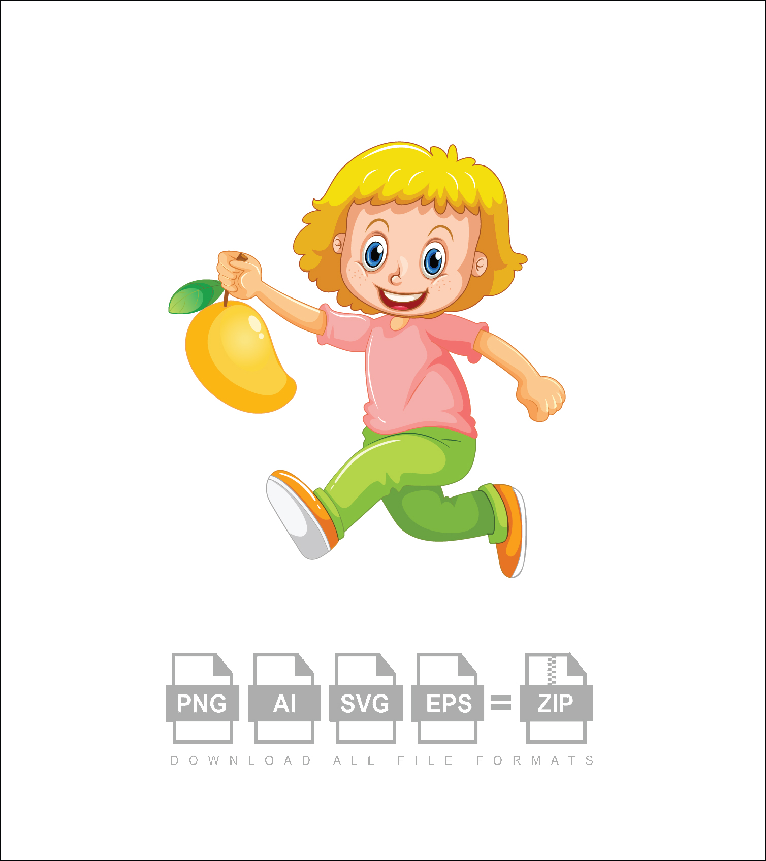 Cute Girl Vector With Mango Fruit