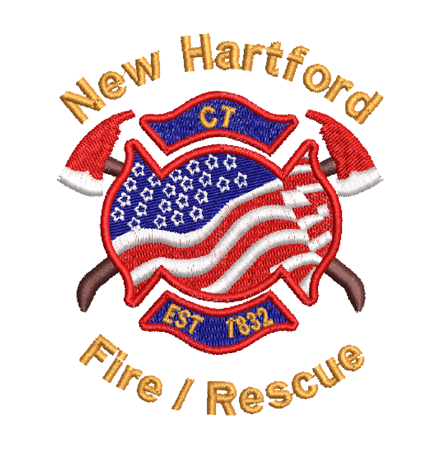 NEW HARTFORD FD FLAG EMBROIDERY DESIGN FD FLC FLAG EMBROIDERY DESIGN USA FIRE FLAG EMBROIDERY DESIGN MACHINE EMBROIDERY FILE