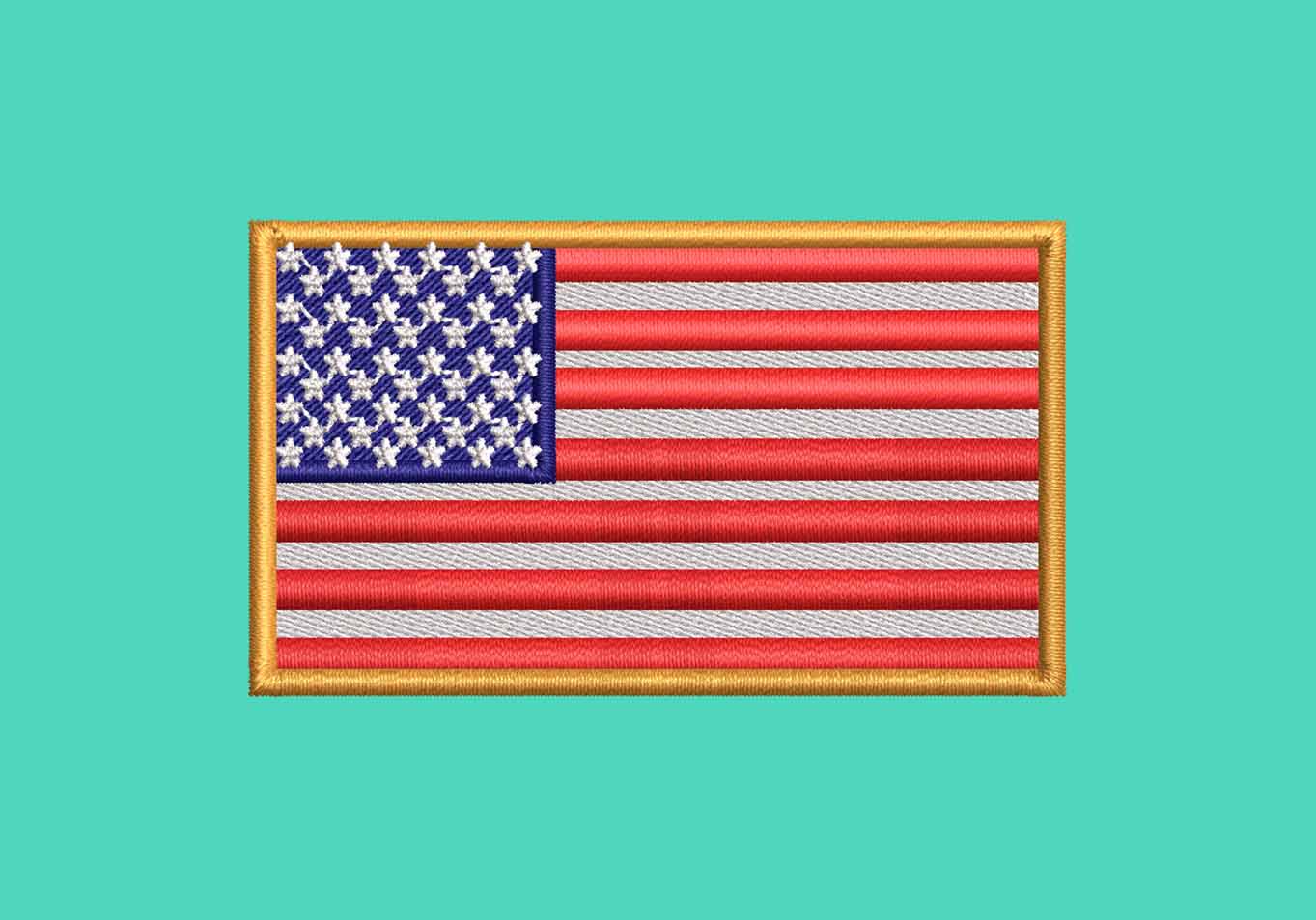AMERICAN FLAG FULL COLOR EMBROIDERY DESIGN FULL COLOR USA FLAG EMBROIDERY DESIGN YELLOW BORDER US FLAG EMBROIDERY DESIGN MACHINE EMBROIDERY FILE