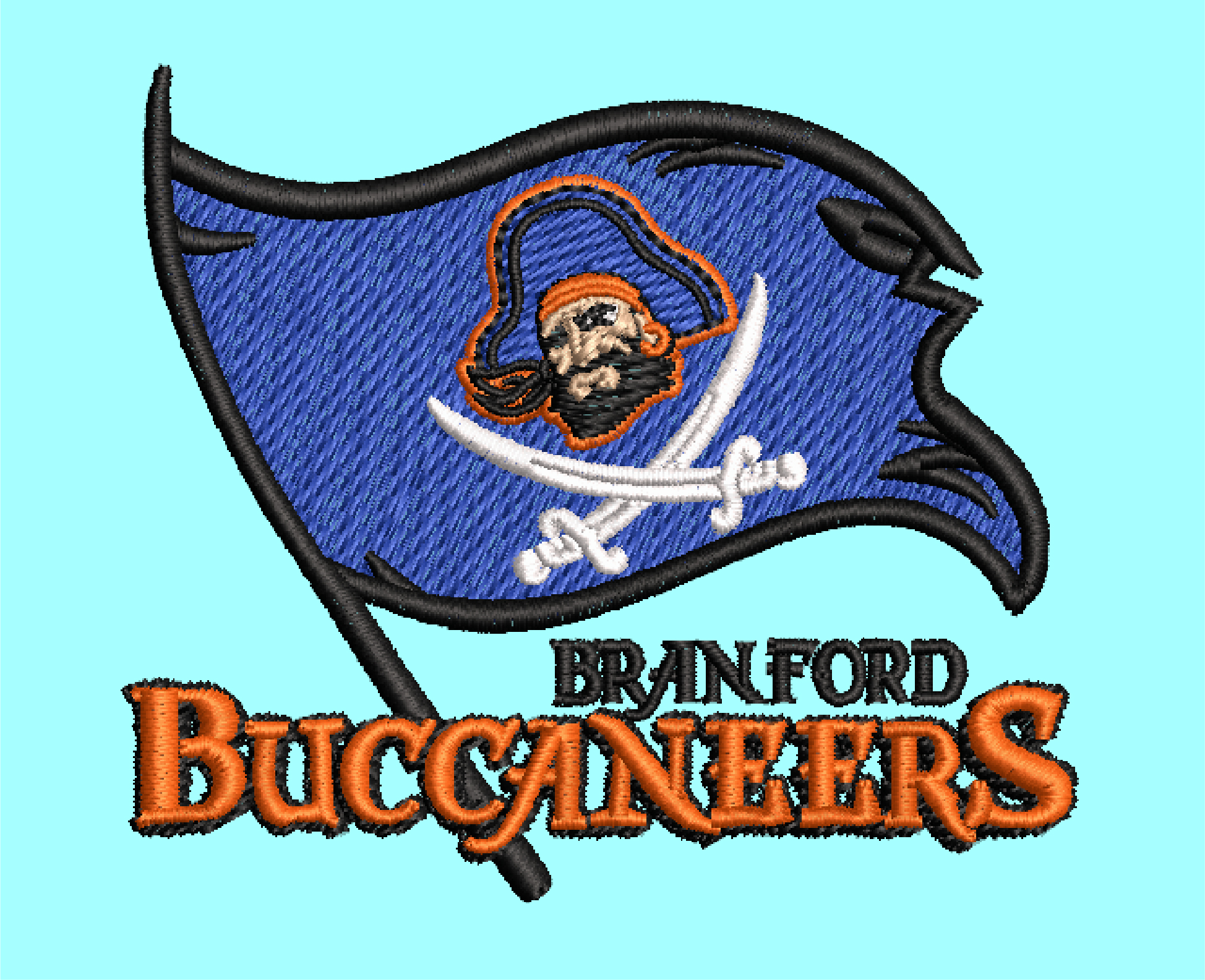 BUCS FLAG WITH WORDS EMBROIDERY DESIGN BRANFORD FLAG EMBROIDERY DESIGN BUCCANERS FLAG EMBROIDERY DESIGN MACHINE EMBROIDERY FILE