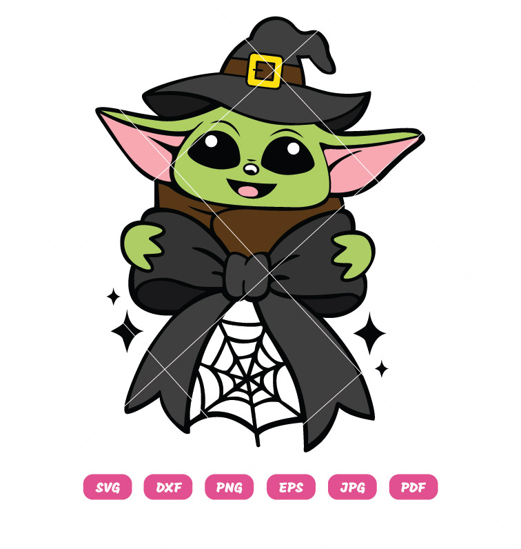 Baby Yoda Witch Coquette Halloween SVG Baby Yoda Witch Coquette Halloween