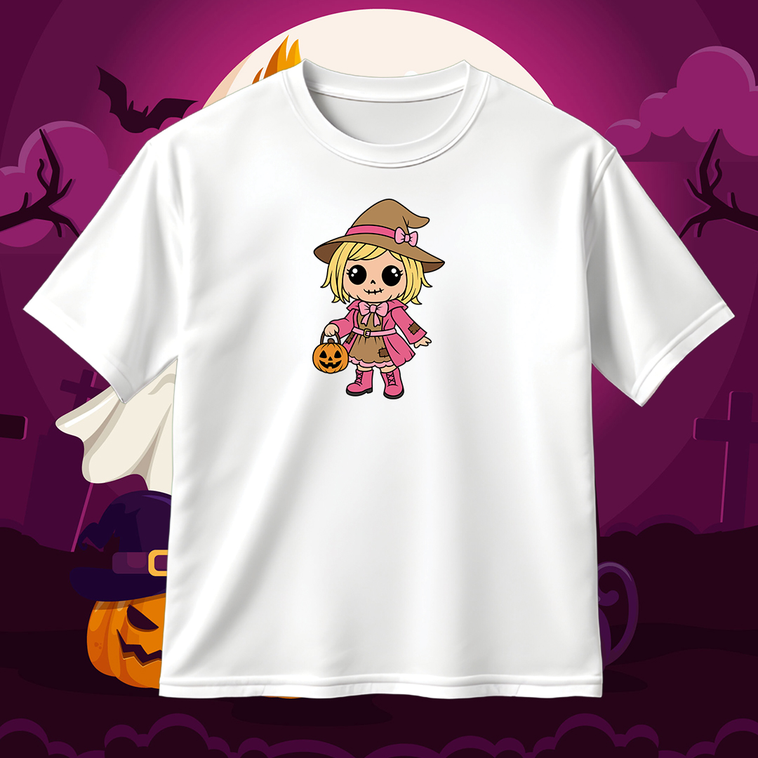 Cute Halloween Scarecrow Girl SVG with Pumpkin M