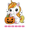 Cute Halloween Unicorn SVG with Pumpkin Vector