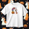 Cute Halloween Unicorn with Pumpkin vector