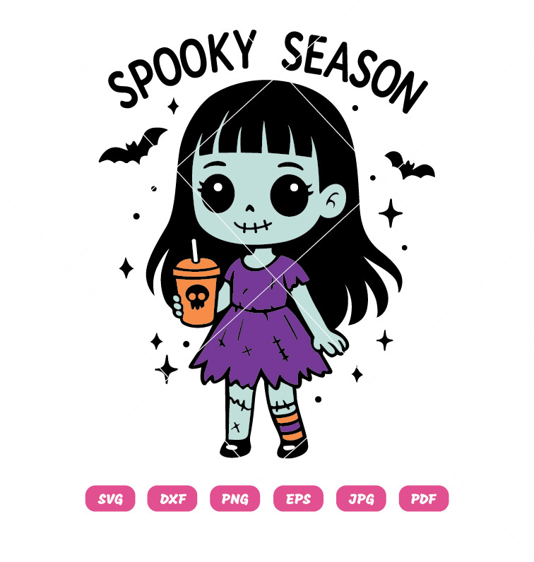 Cute Zombie Girl Halloween SVG for Spooky Season