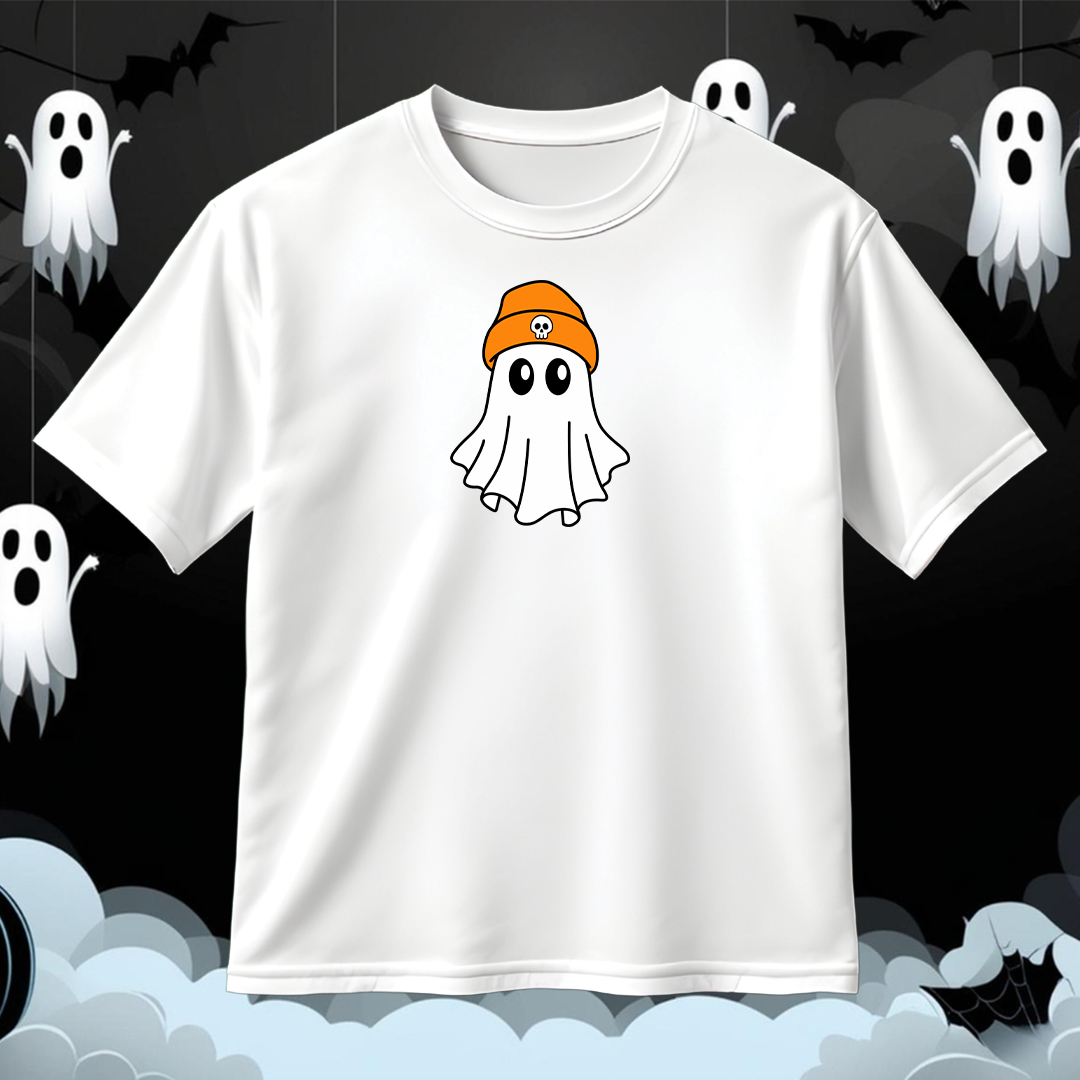 Halloween Ghost SVG with Orange Beanie