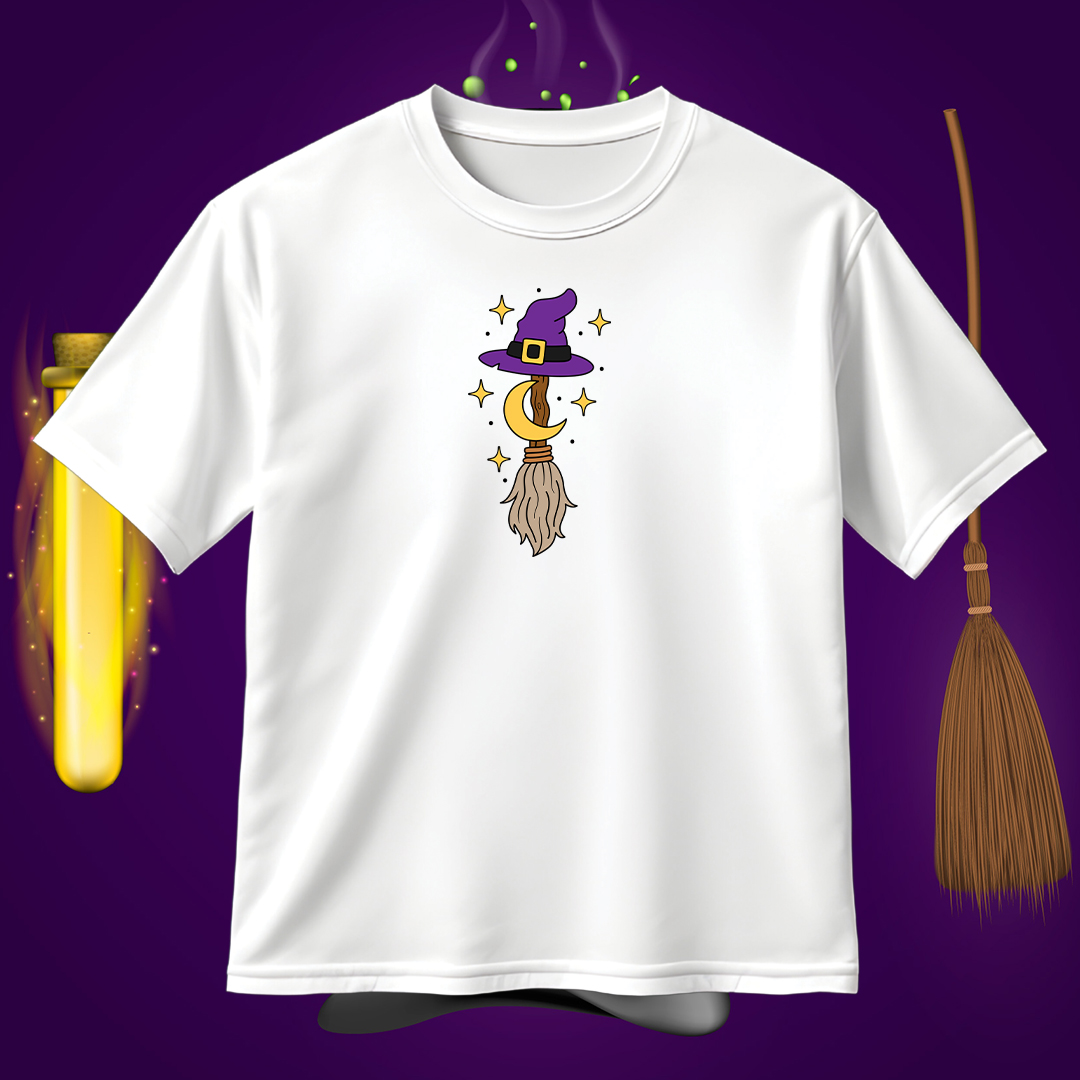 Halloween Witch Broom SVG with Hat and Crescent Moon SVG Halloween Witch Broom