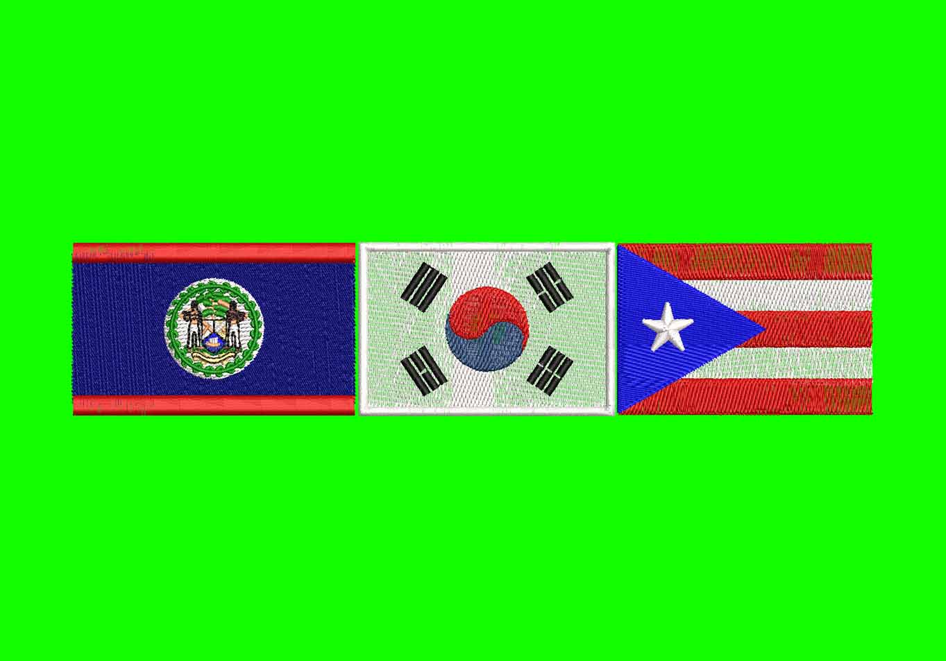 KJ FLAG EMBROIDERY DESIGN KJ SOUTH KOREA FLAG EMBROIDERY DESIGN BELIZE THREE FLAG EMBROIDERY DESIGN MACHINE EMBROIDERY FILE