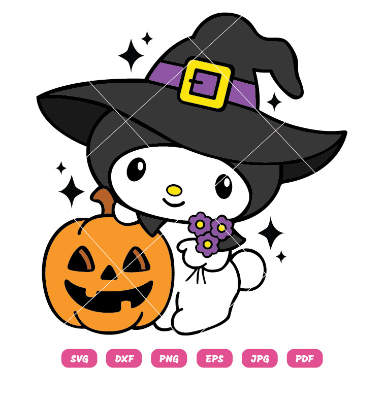 My Melody Witch SVG Halloween Pumpkin SVG