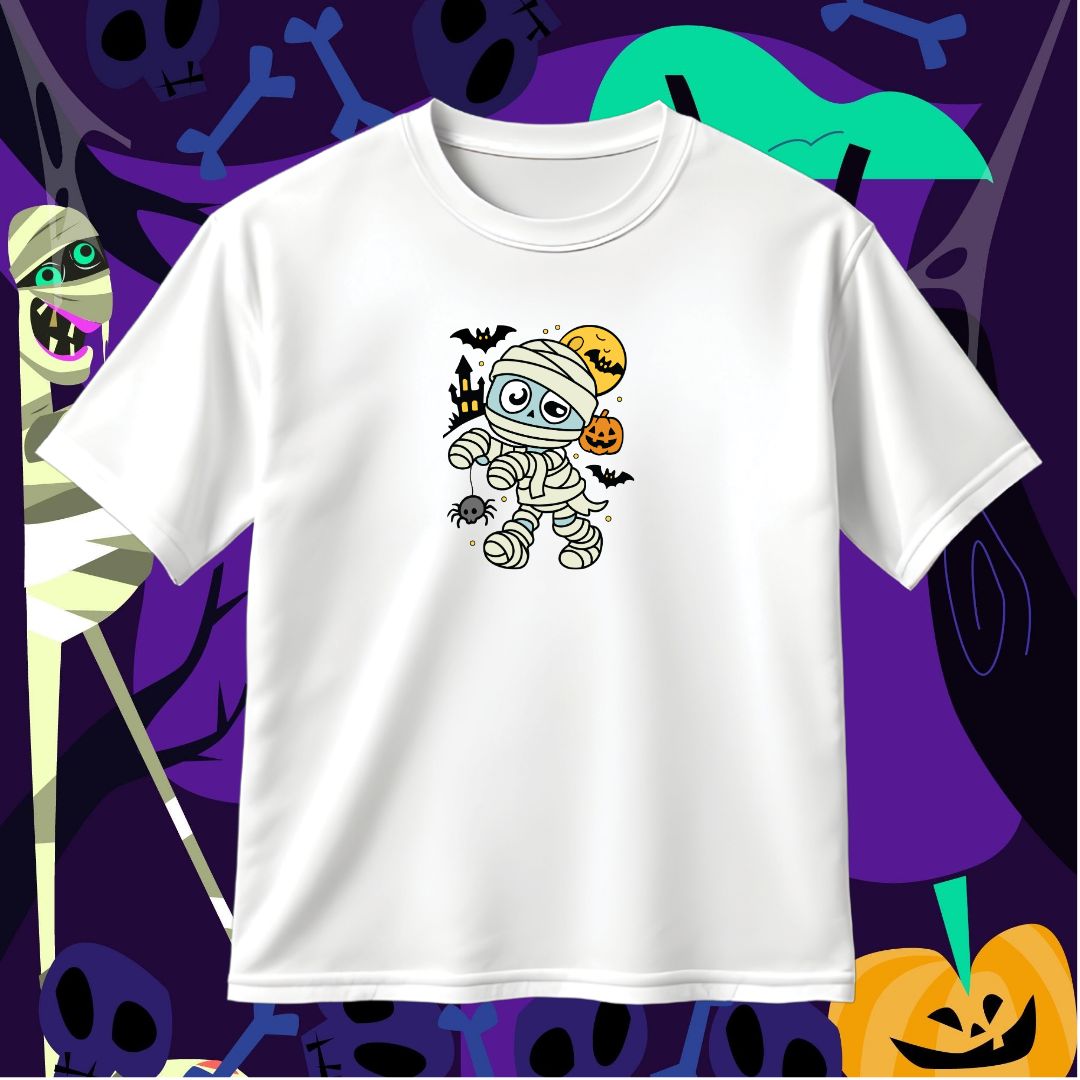 Cute Mummy SVG with Pumpkin and Spider