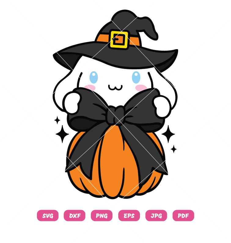 Cinnamoroll Witch Coquette Halloween Pumpkin SVG