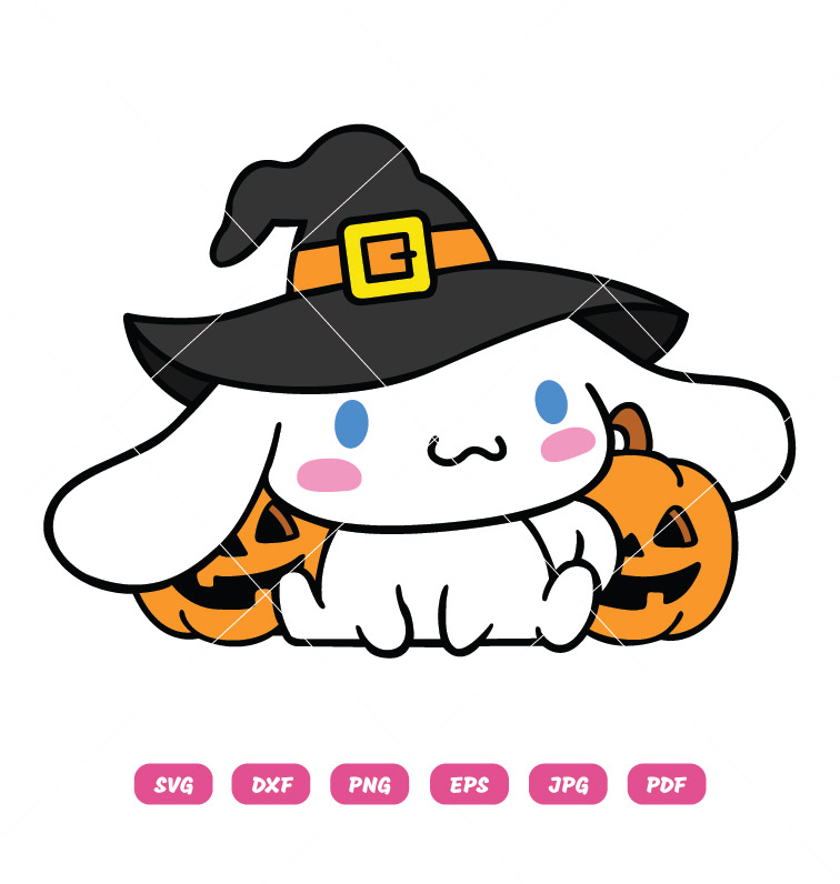 Cinnamoroll Witch SVG Halloween Pumpkin SVG