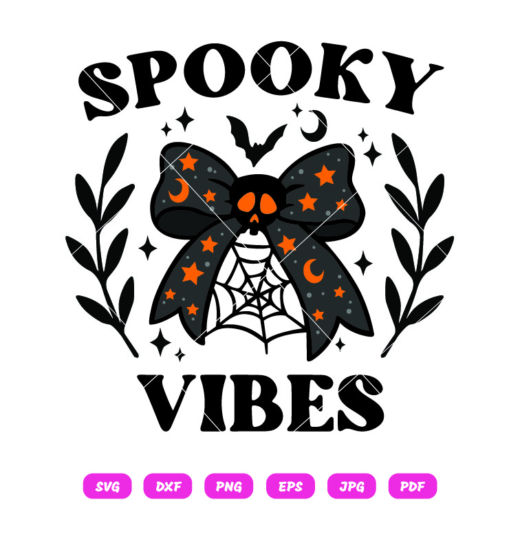 Coquette Bow Halloween SVG Spooky Vibes SVG