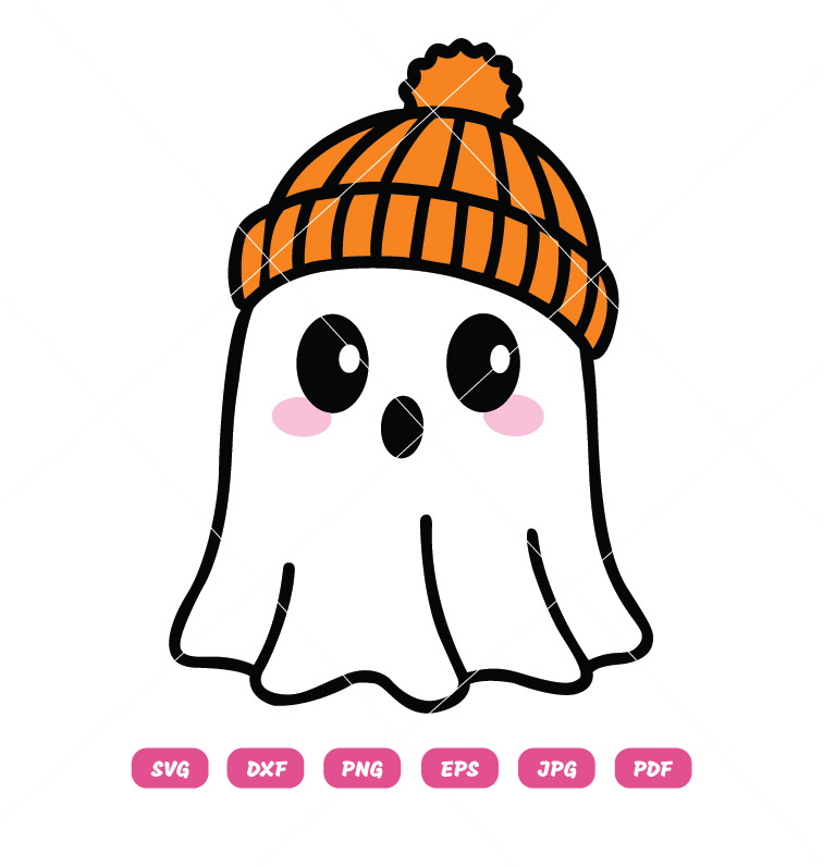Cute Beanie Ghost Halloween SVG