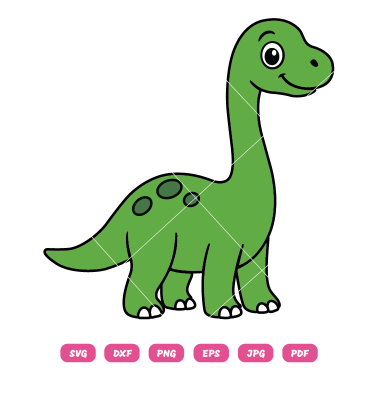 Cute Brachiosaurus Dinosaur SVG PNG Cut File for Cricut & Silhouette