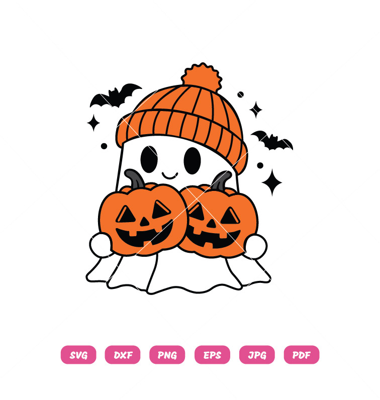 Cute Ghost Pumpkin SVG Halloween SVG