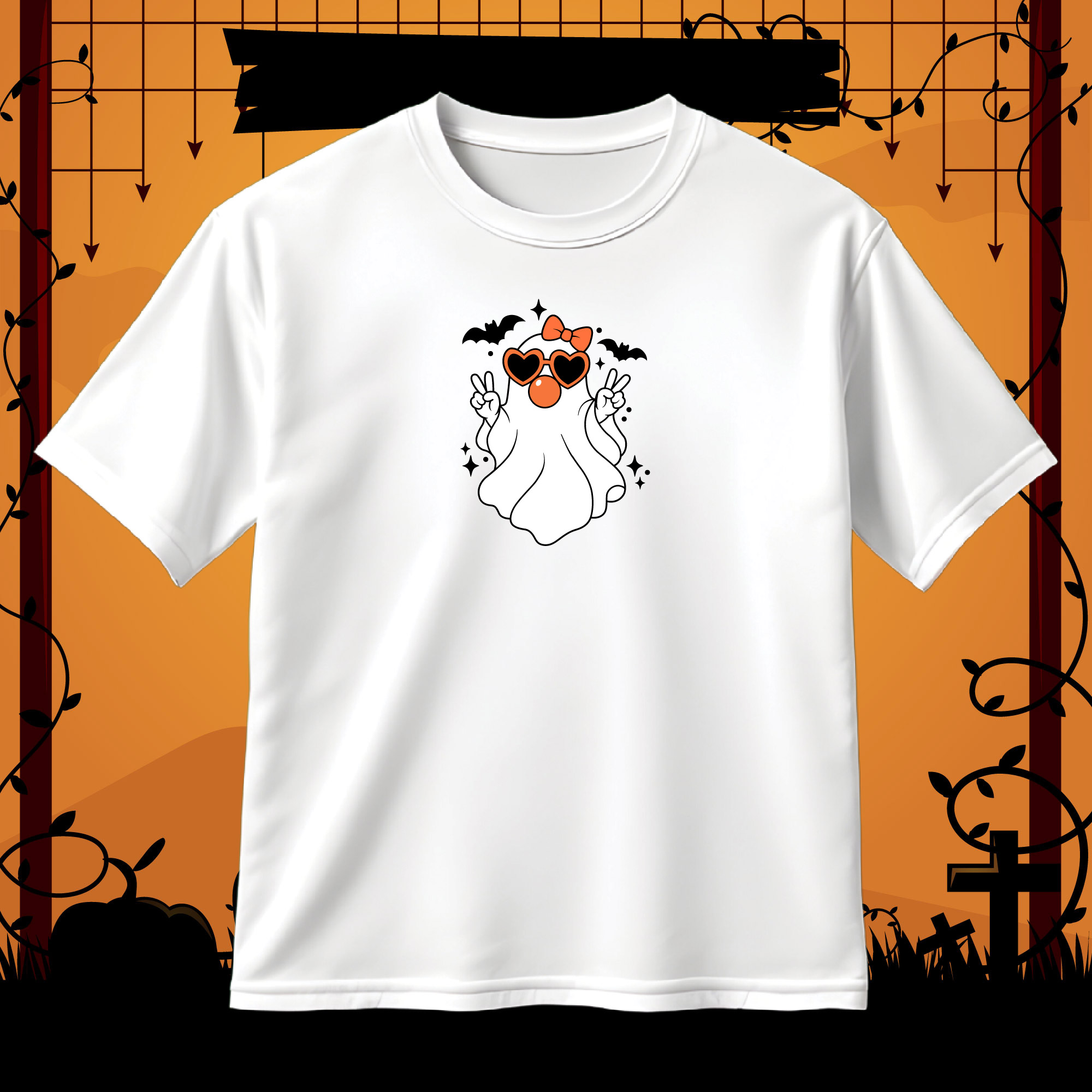 Cute Girly Ghost Blowing Bubble SVG Halloween