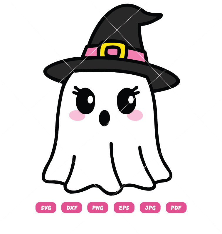 Cute Halloween Ghost Witch Girl SVG