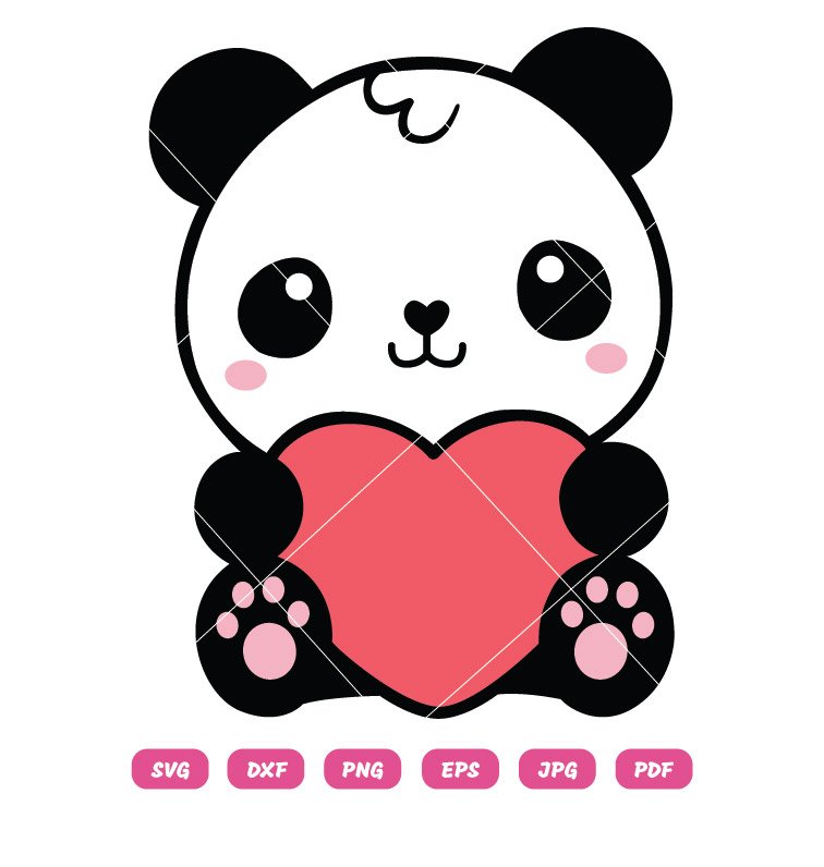 Cute Panda With Heart Svg, Valentine’s Day Svg, Cut File, Cricut, Png, Vector