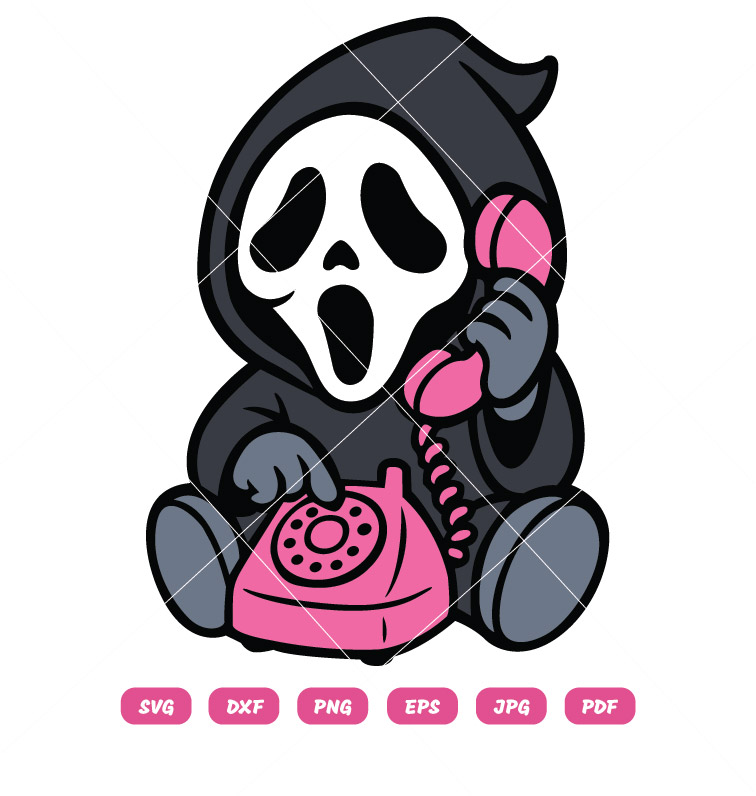 Ghostface Scream with Phone SVG PNG Halloween Cut File for Cricut & Silhouette