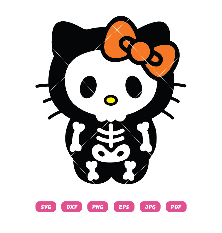 Hello Kitty Skeleton SVG Halloween SVG
