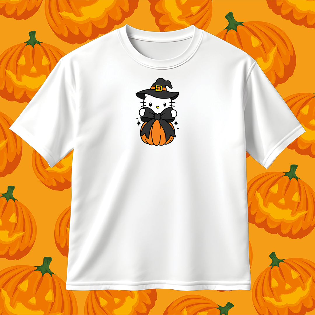 Hello Kitty Witch Coquette Halloween Pumpkin SVG