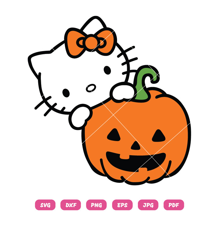 Hello Kitty With Pumpkin SVG Halloween SVG