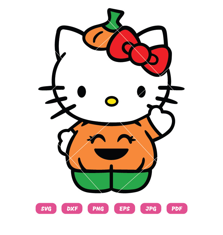 Hello Kitty With Pumpkin SVG Halloween SVGMy Melody with Pumpkin SVG PNG Halloween Cut File for Cricut & Silhouette