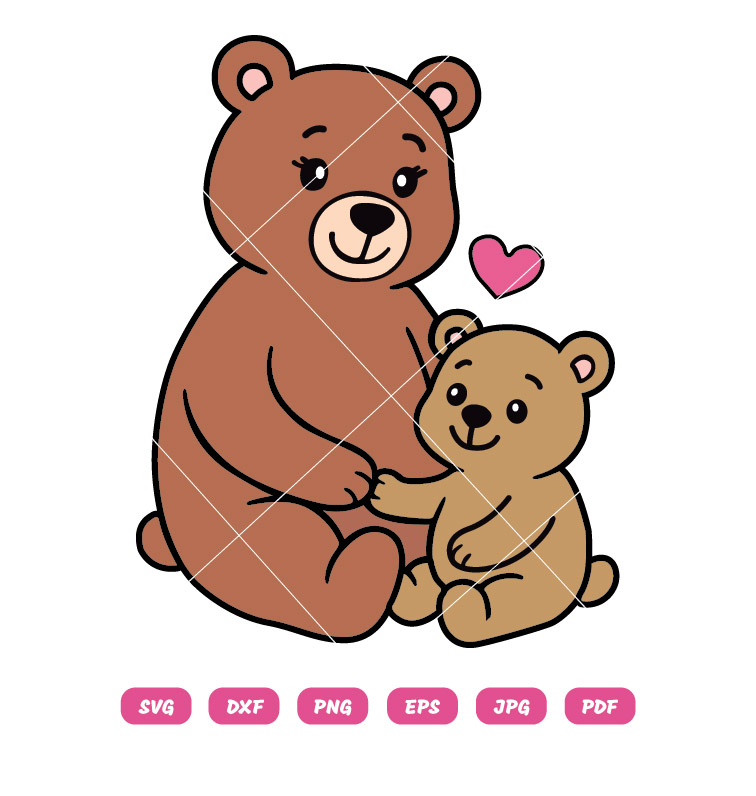 Mama bear and Baby Bear SVG PNG Cut File for Cricut & Silhouette