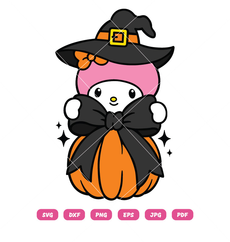 My Melody Witch Coquette Halloween Pumpkin SVG
