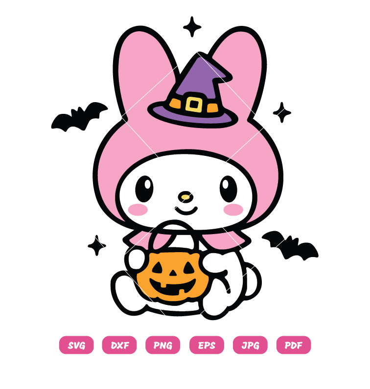 My Melody with Pumpkin SVG PNG Halloween Cut File for Cricut & Silhouette