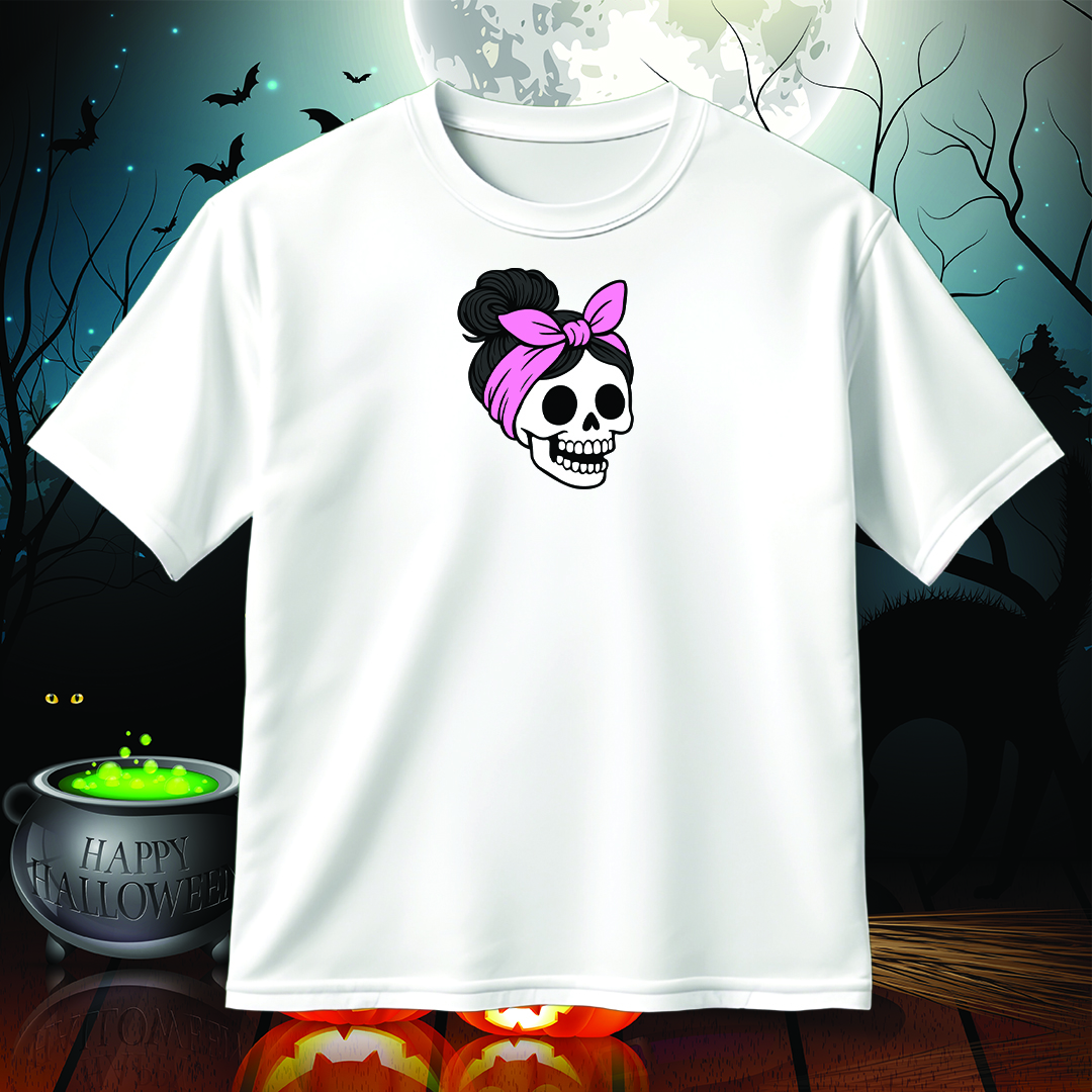 Skull Girl with Pink Bow SVG PNG Halloween Cut File for Cricut & Silhouette