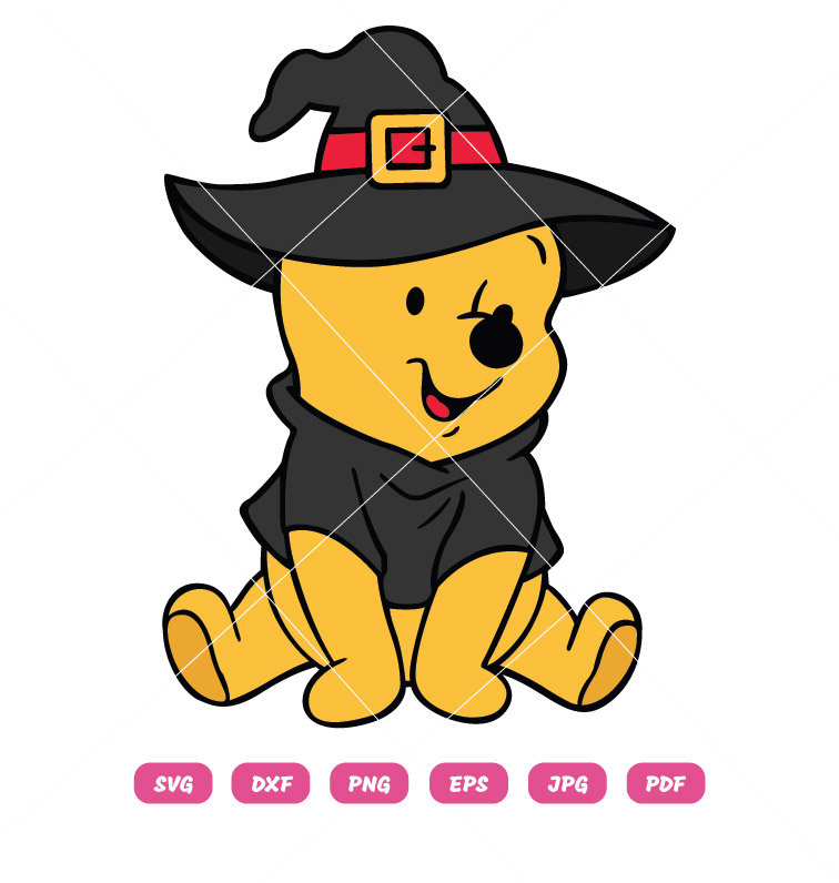 Winnie The Pooh Witch SVG Halloween SVG