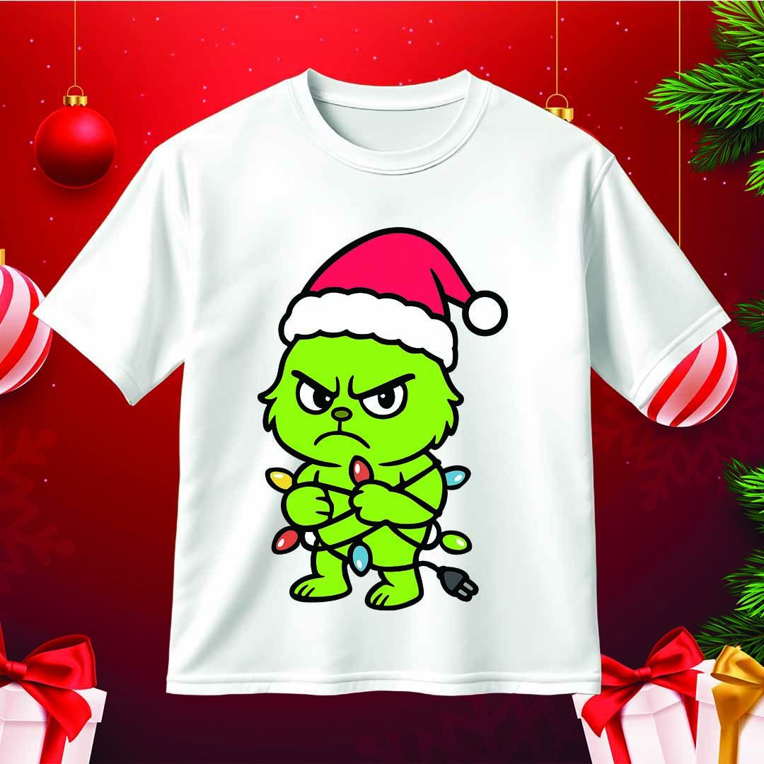 Baby Grinch With Christmas Lights SVG PNG Christmas Cut File for Cut Cricut & Silhouette