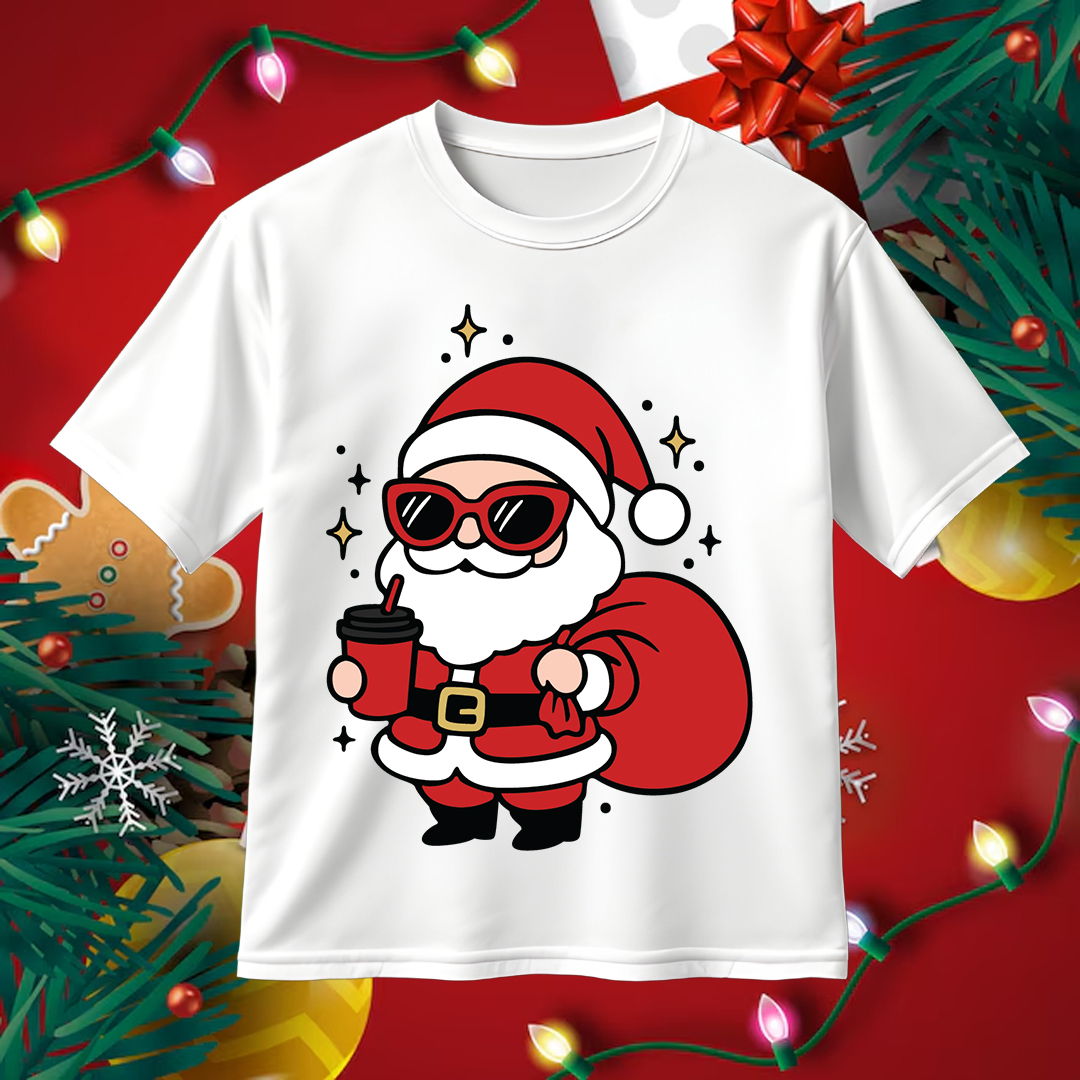 Trendy Santa SVG Funny Christmas Coffee Santa Clipart