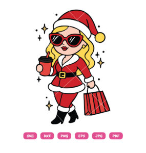 Cute Santa Girl SVG Fashion Christmas Clipart for Cricut Silhouette