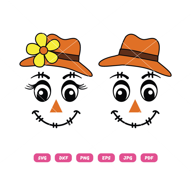 Cute Scarecrow Faces SVG Harvest