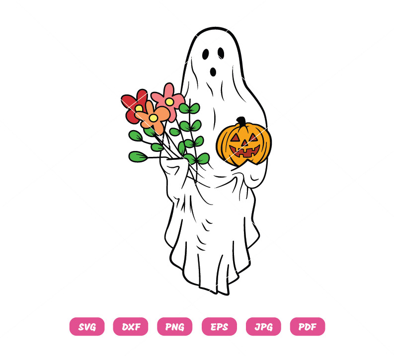 Floral Ghost SVG Halloween