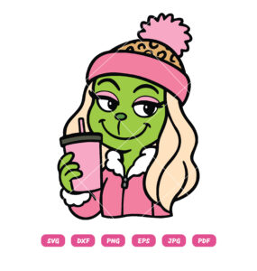 Grinch Girl Coffee SVG PNG Christmas Cut File for Cricut & Silhouette