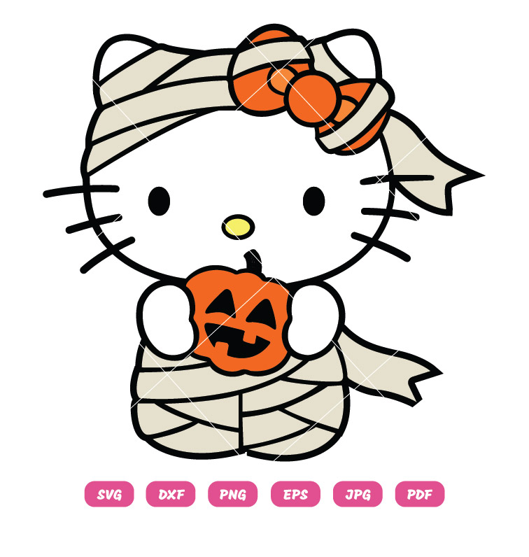 Hello Kitty Mummy Pumkin SVG Halloween SVG