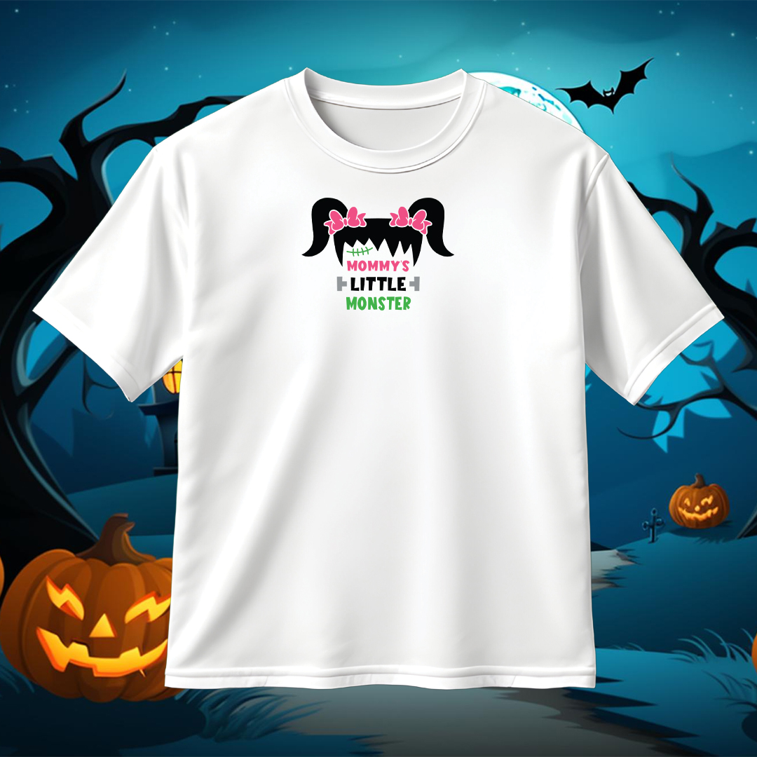 Mommy's Little Monster Girl SVG PNG Clipart Cute Halloween T-Shirt Design