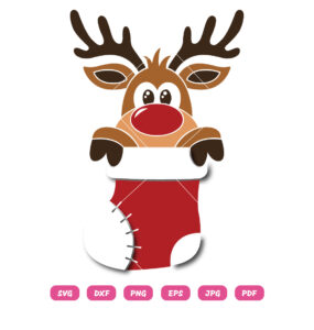 Reindeer in Christmas Stocking SVG