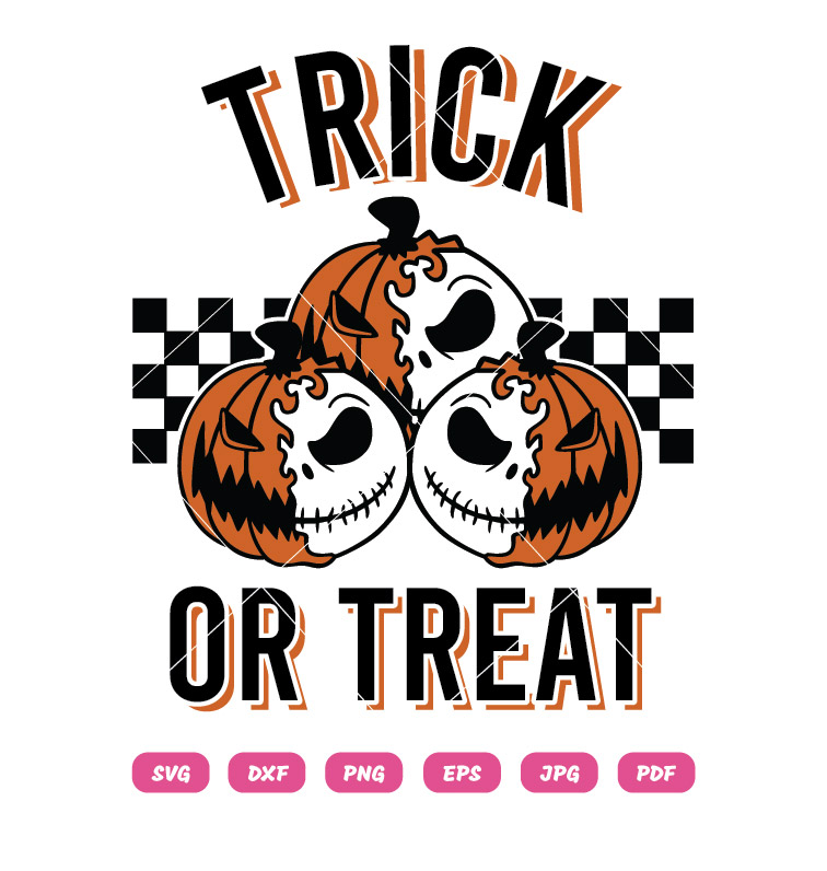Retro Trick or Treat SVG Pumpkin Jack Kellington SVG Halloween SVG