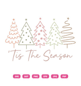 Tis The Season SVG PNG Minimalist Christmas Tree Design for Cricut and Silhouette