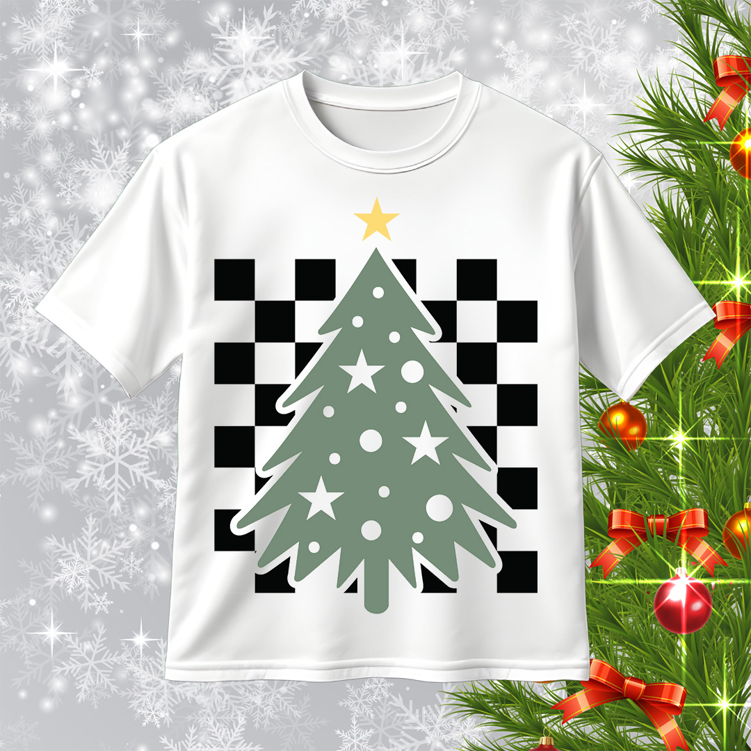 Trendy Christmas Tree SVG Checkered Christmas SVG