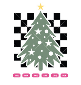 Trendy Christmas Tree SVG Checkered Christmas SVG