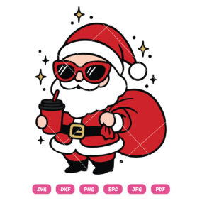 Trendy Santa SVG Funny Christmas Coffee Santa Clipart