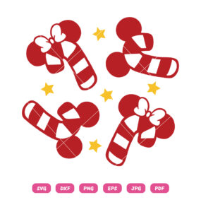 Christmas Mickey & Minnie Candy Cane SVG