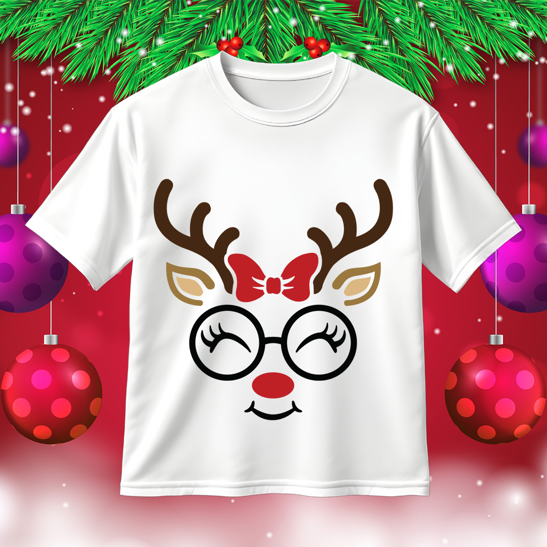 Christmas Reindeer with Glasses SVG